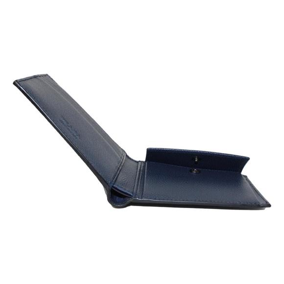 Prada Black Navy Vitello Micro Grain Leather Bifold - Picture 6 of 8